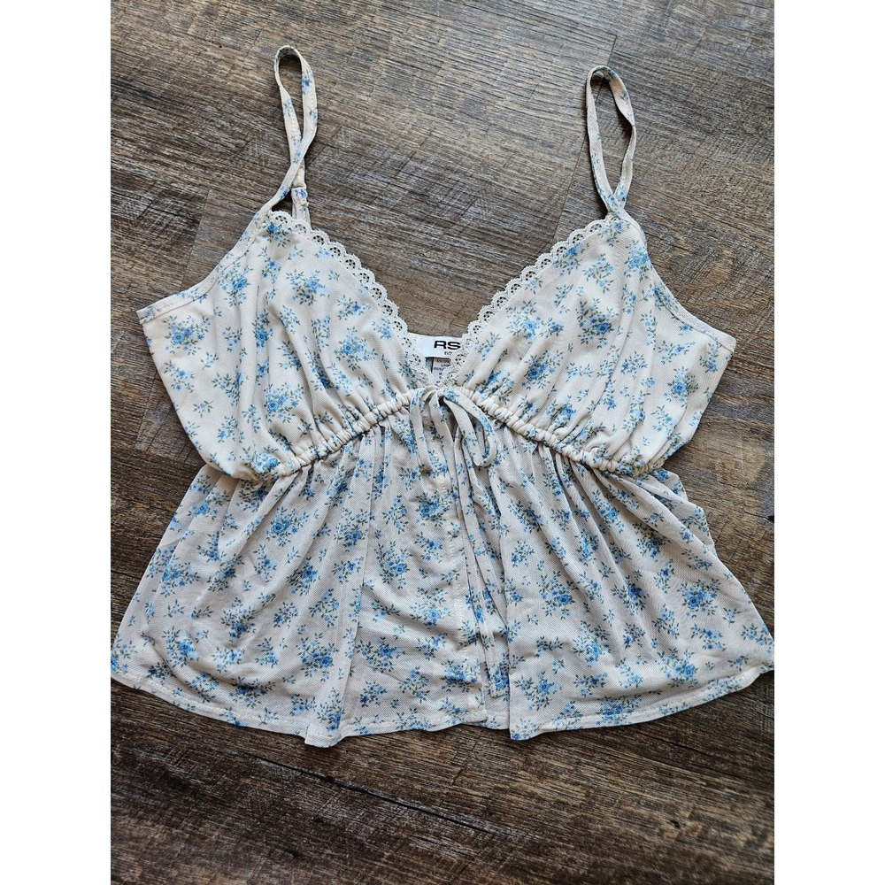 RSQ floral mesh baby doll crop top size XL NWOT